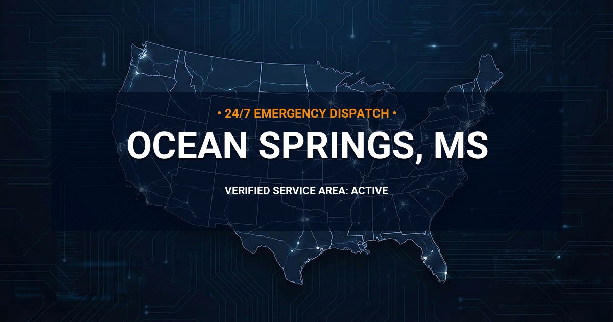 Emergency Plumbing Dispatch Map for Plumbing Services: Ocean Springs, MS