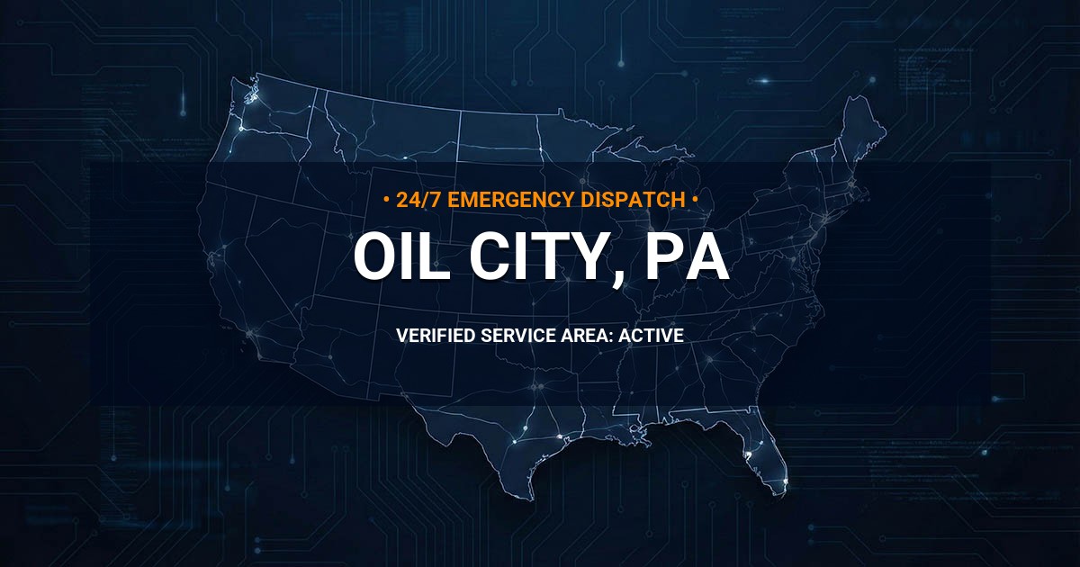 Emergency Plumbing Dispatch Map for Plumbing Services: Oil City, PA
