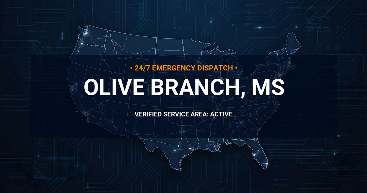 Emergency Plumbing Dispatch Map for Plumbing Services: Olive Branch, MS