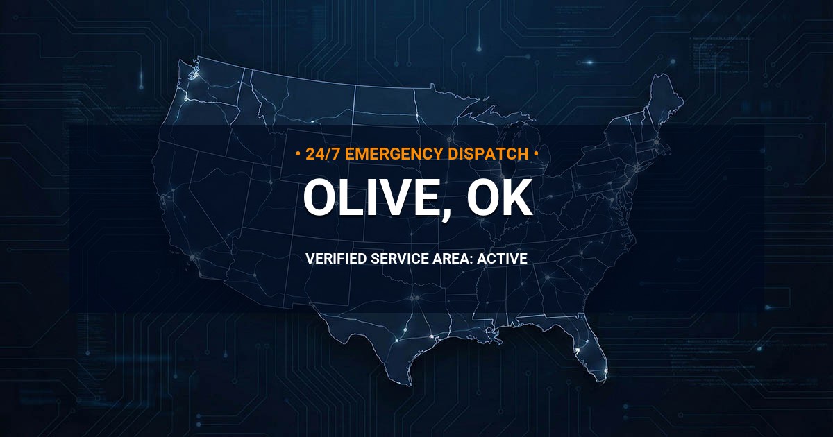 Emergency Plumbing Dispatch Map for Plumbing Services: Olive, OK