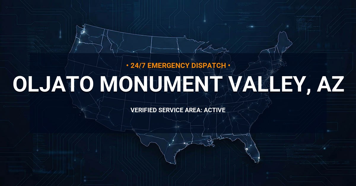 Emergency Plumbing Dispatch Map for Plumbing Services: Oljato-Monument Valley, AZ