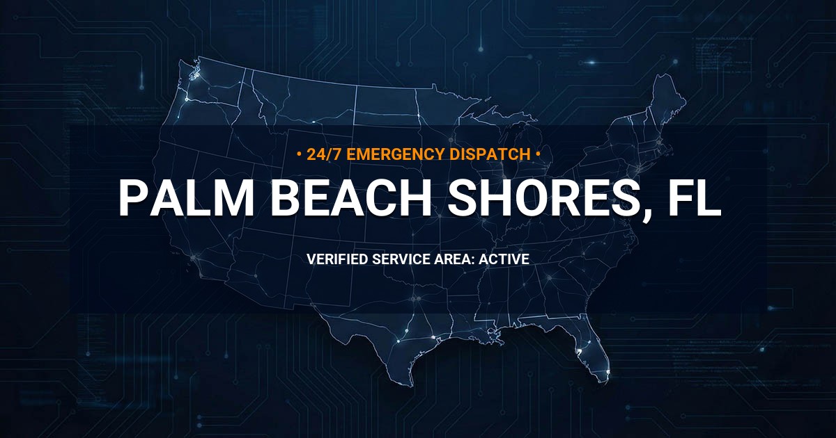 Emergency Plumbing Dispatch Map for Plumbing Services: Palm Beach Shores, FL