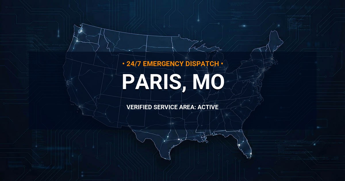 Emergency Plumbing Dispatch Map for Plumbing Services: Paris, MO