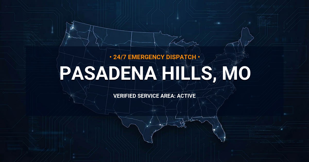 Emergency Plumbing Dispatch Map for Plumbing Services: Pasadena Hills, MO