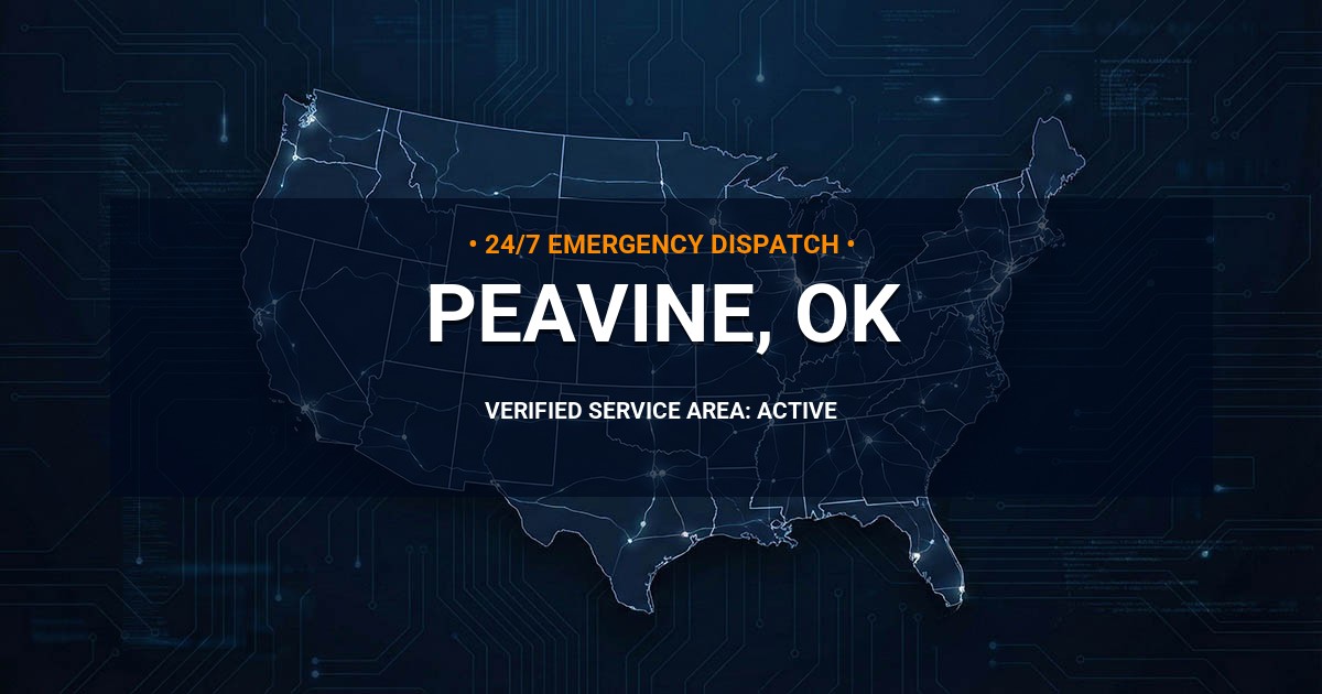 Emergency Plumbing Dispatch Map for Plumbing Services: Peavine, OK