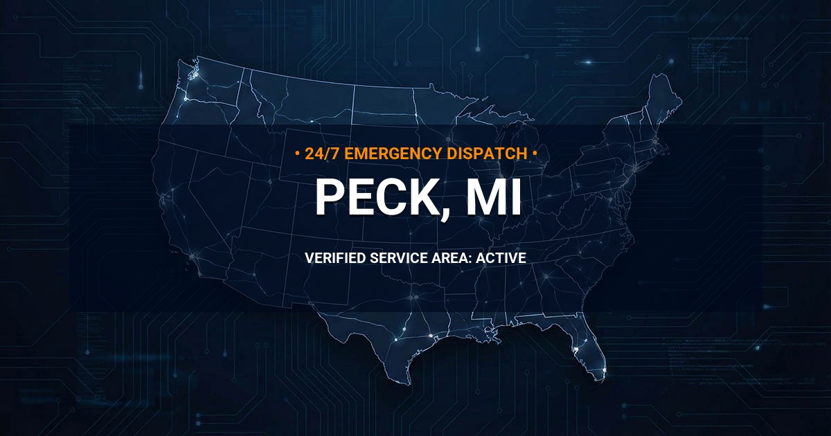 Emergency Plumbing Dispatch Map for Plumbing Services: Peck, MI