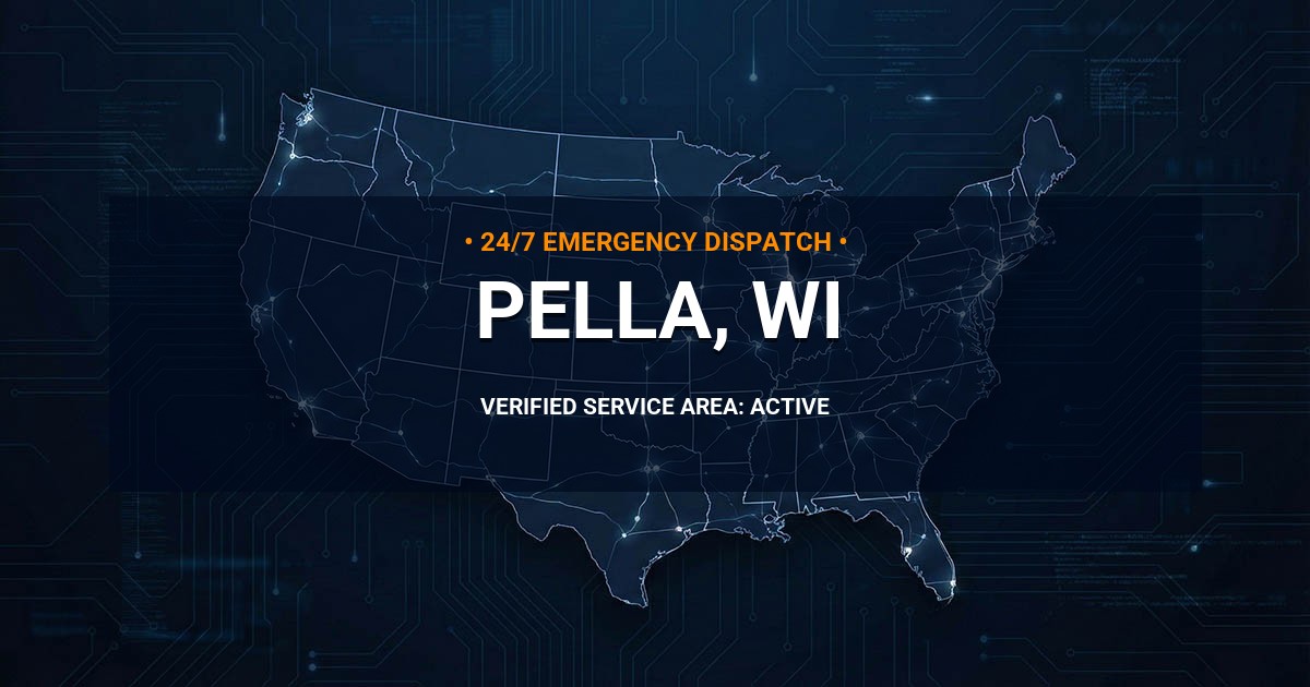 Emergency Plumbing Dispatch Map for Plumbing Services: Pella, WI