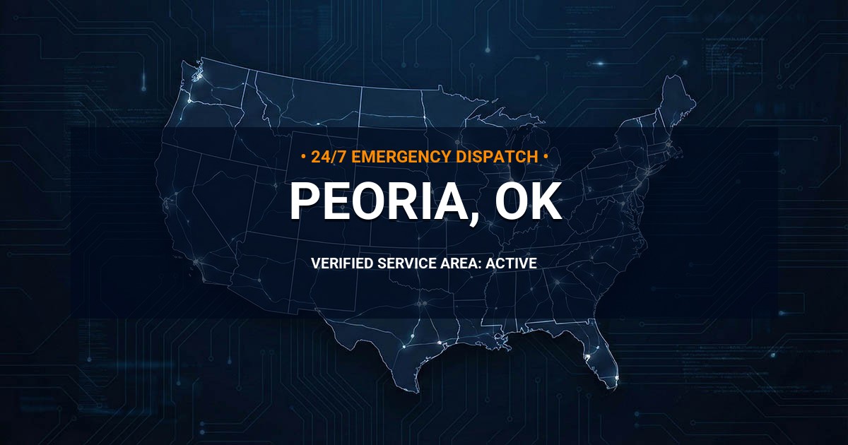 Emergency Plumbing Dispatch Map for Plumbing Services: Peoria, OK