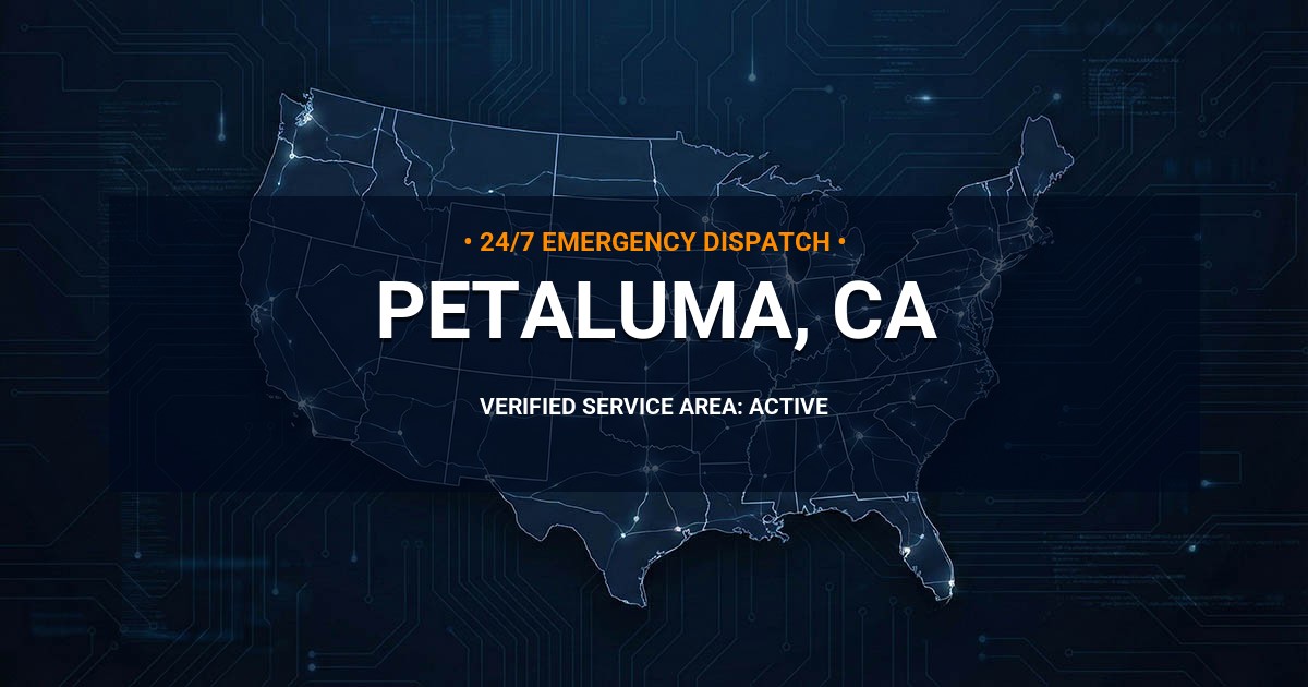 Emergency Plumbing Dispatch Map for Plumbing Services: Petaluma, CA