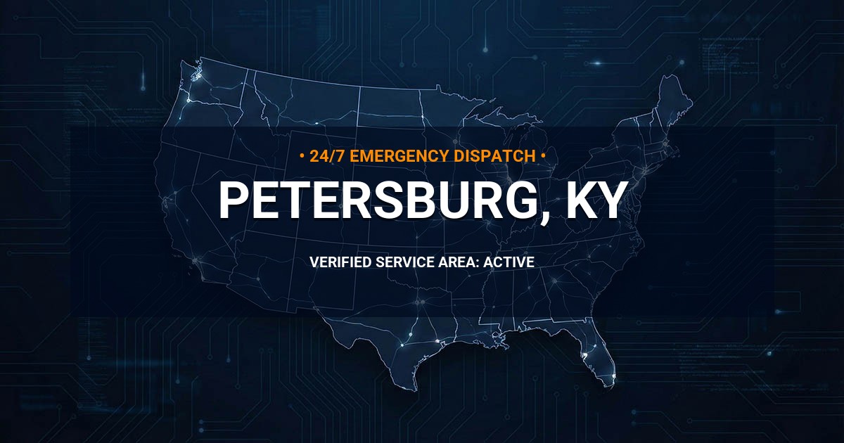 Emergency Plumbing Dispatch Map for Plumbing Services: Petersburg, KY