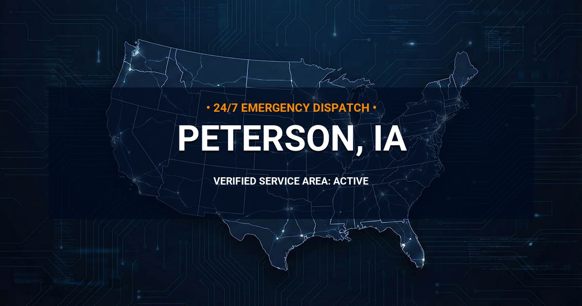 Emergency Plumbing Dispatch Map for Plumbing Services: Peterson, IA
