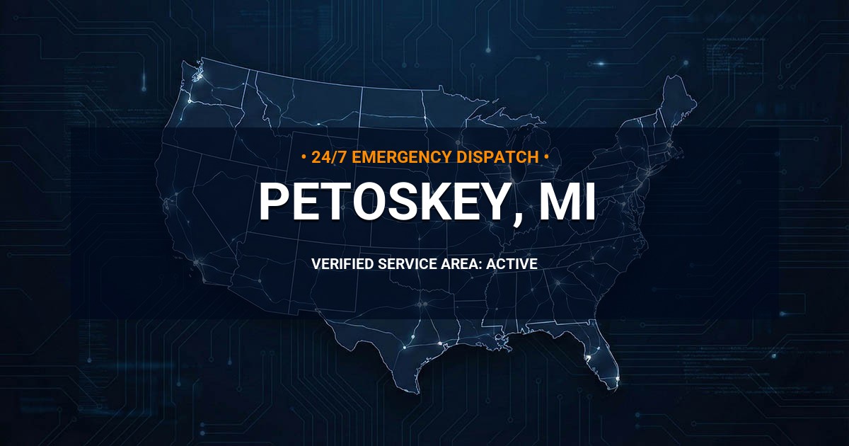 Emergency Plumbing Dispatch Map for Plumbing Services: Petoskey, MI