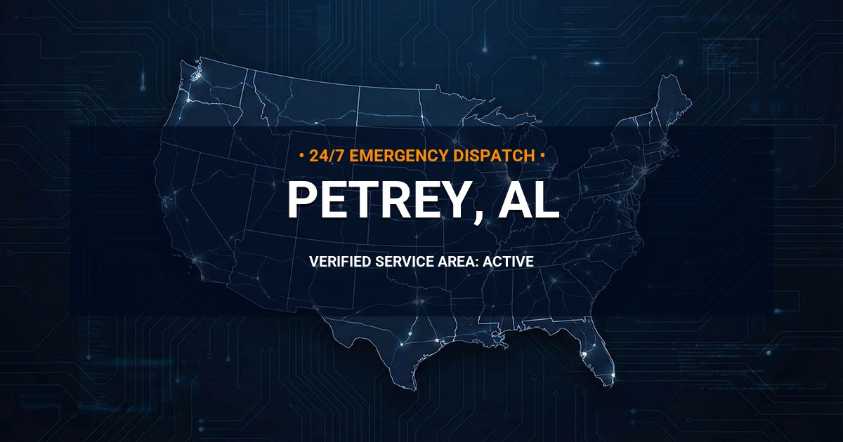 Emergency Plumbing Dispatch Map for Plumbing Services: Petrey, AL