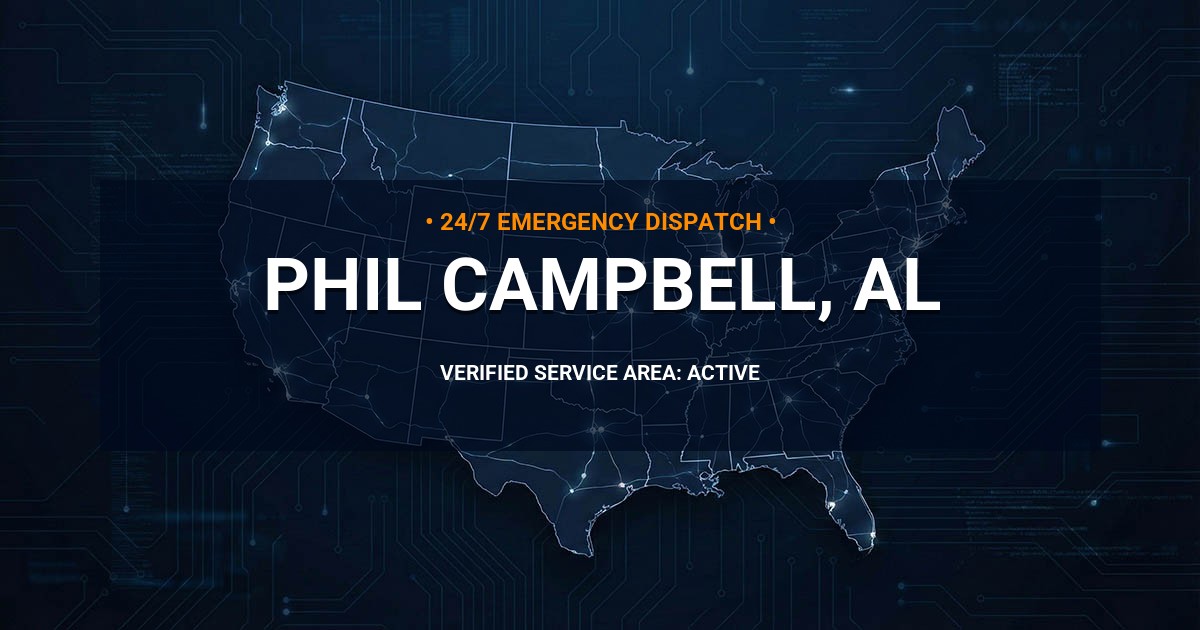 Emergency Plumbing Dispatch Map for Plumbing Services: Phil Campbell, AL