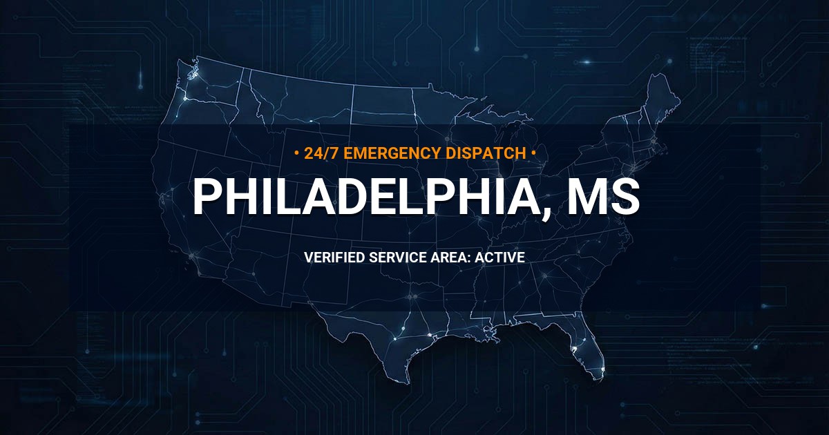 Emergency Plumbing Dispatch Map for Plumbing Services: Philadelphia, MS