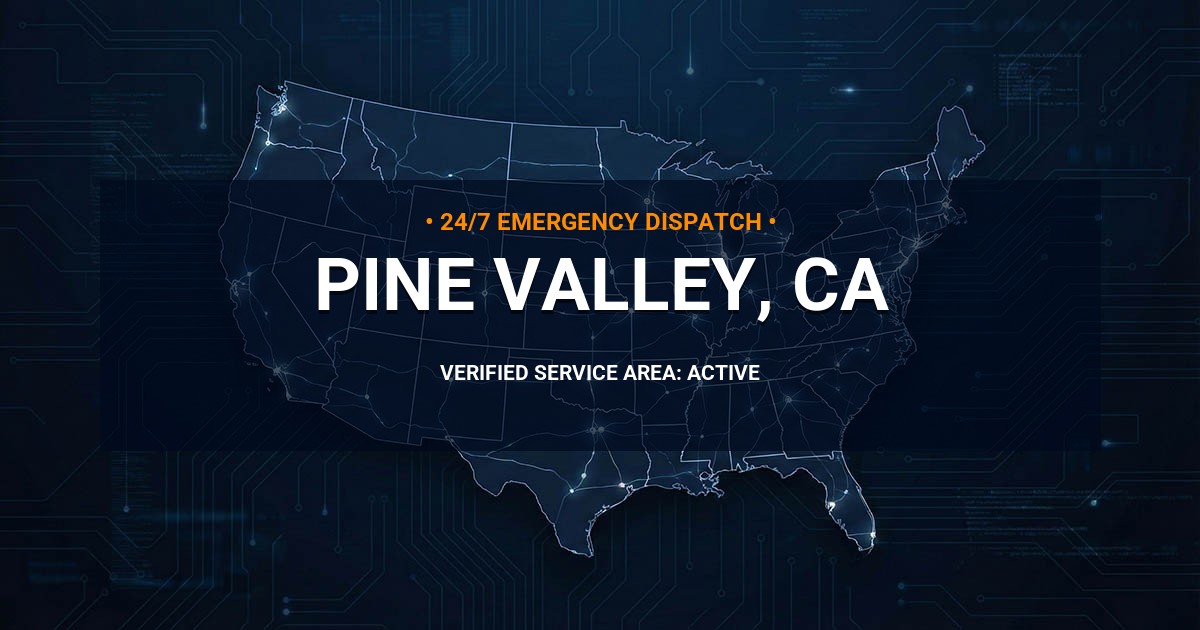Emergency Plumbing Dispatch Map for Plumbing Services: Pine Valley, CA