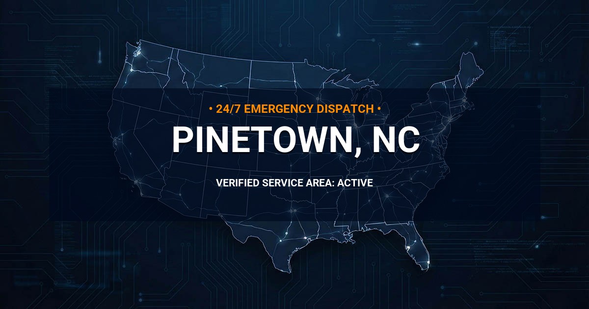 Emergency Plumbing Dispatch Map for Plumbing Services: Pinetown, NC
