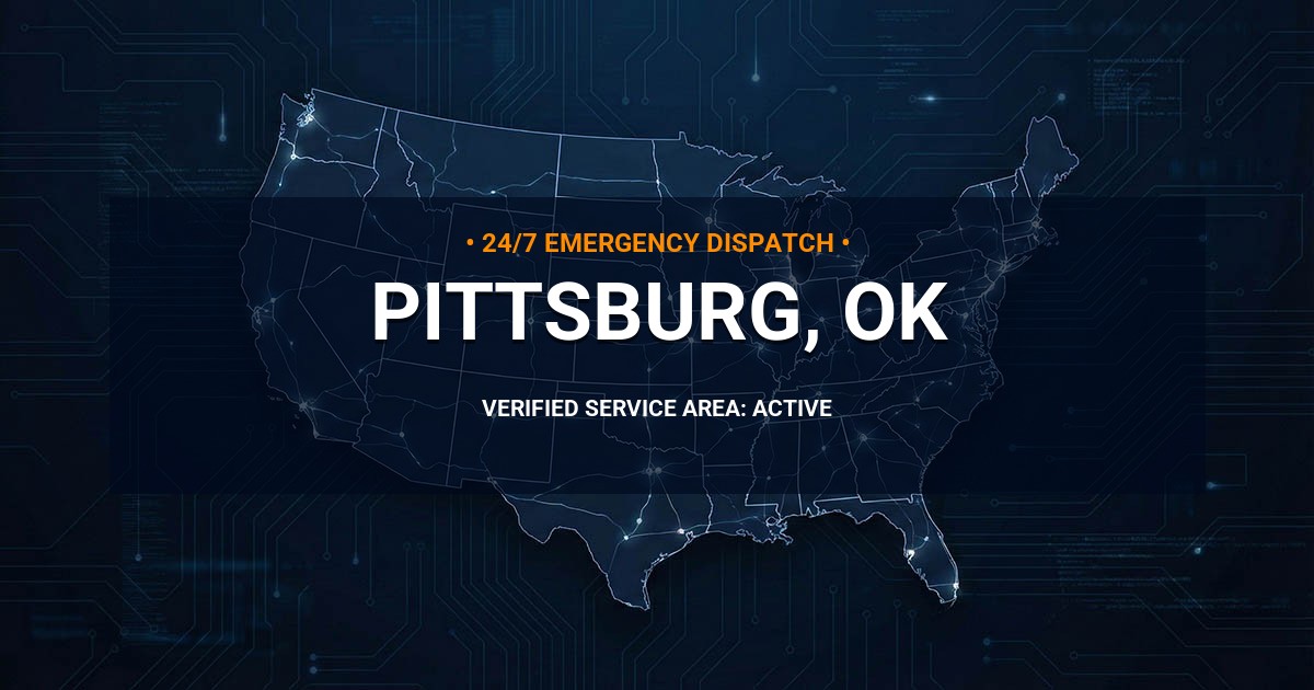Emergency Plumbing Dispatch Map for Plumbing Services: Pittsburg, OK