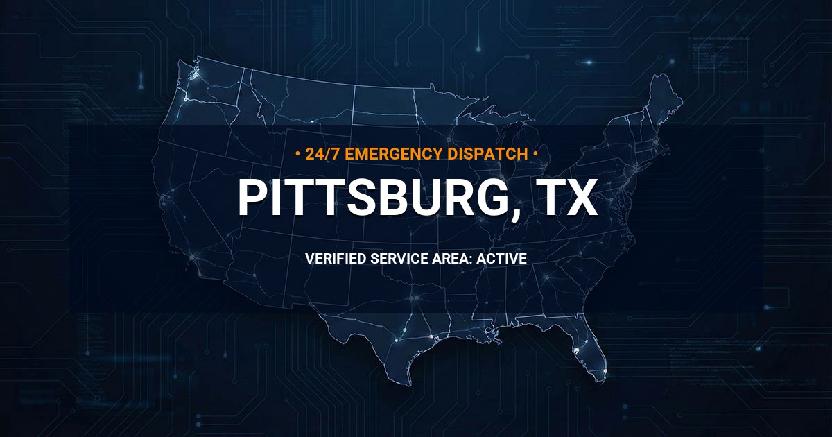 Emergency Plumbing Dispatch Map for Plumbing Services: Pittsburg, TX