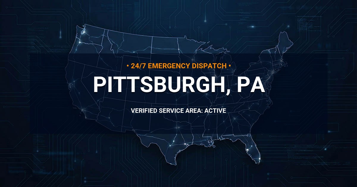 Emergency Plumbing Dispatch Map for Plumbing Services: Pittsburgh, PA