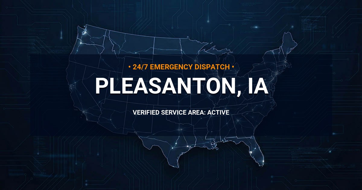 Emergency Plumbing Dispatch Map for Plumbing Services: Pleasanton, IA