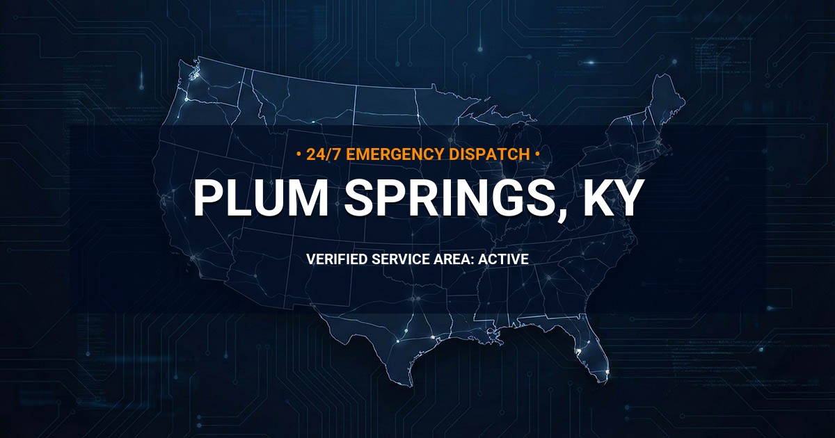 Emergency Plumbing Dispatch Map for Plumbing Services: Plum Springs, KY