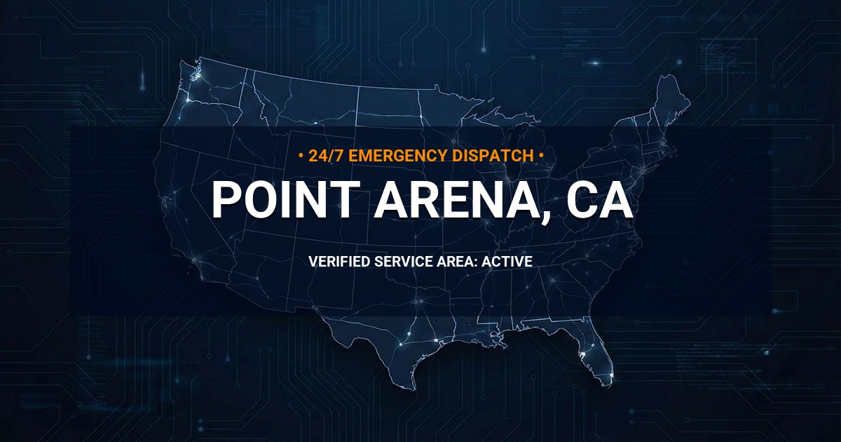 Emergency Plumbing Dispatch Map for Plumbing Services: Point Arena, CA