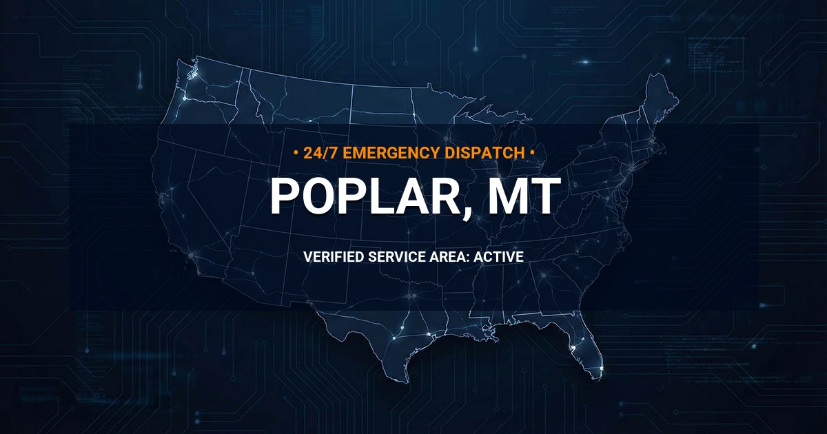 Emergency Plumbing Dispatch Map for Plumbing Services: Poplar, MT