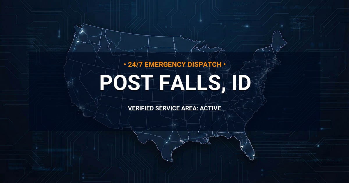 Emergency Plumbing Dispatch Map for Plumbing Services: Post Falls, ID