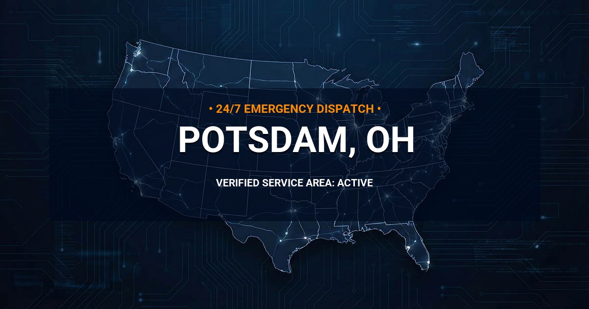 Emergency Plumbing Dispatch Map for Plumbing Services: Potsdam, OH
