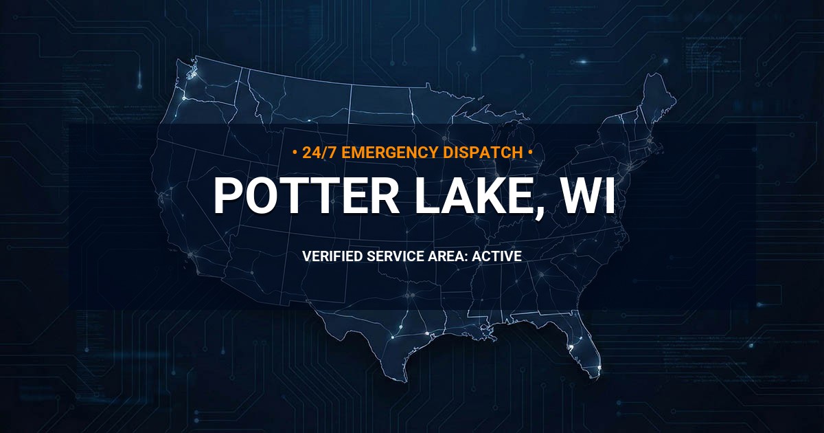 Emergency Plumbing Dispatch Map for Plumbing Services: Potter Lake, WI