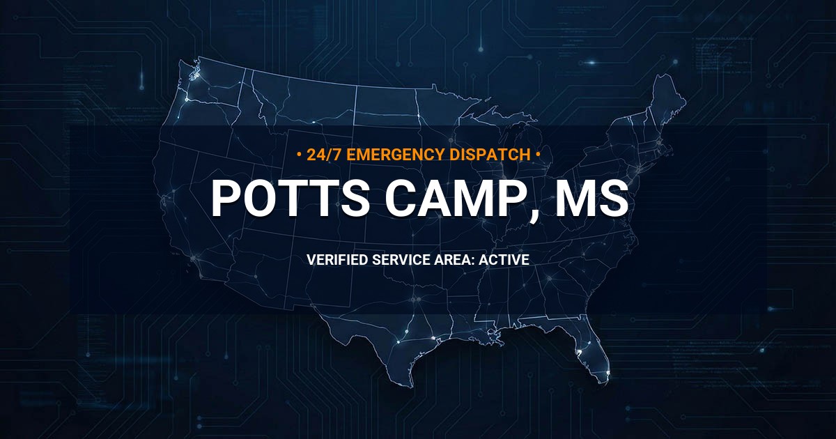 Emergency Plumbing Dispatch Map for Plumbing Services: Potts Camp, MS