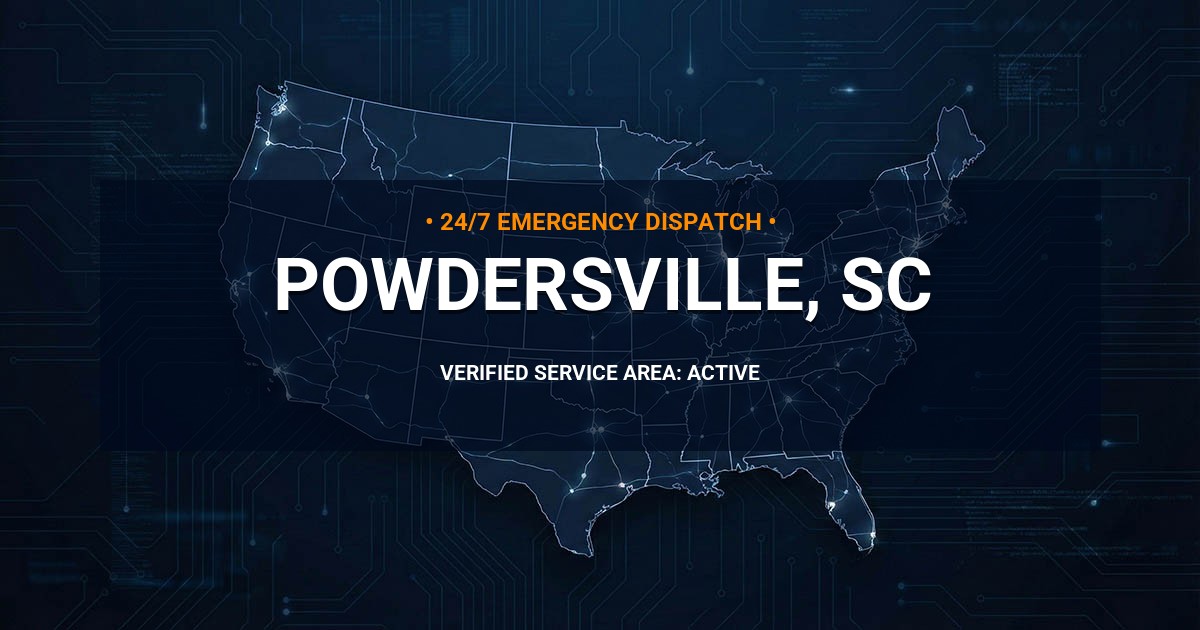 Emergency Plumbing Dispatch Map for Plumbing Services: Powdersville, SC