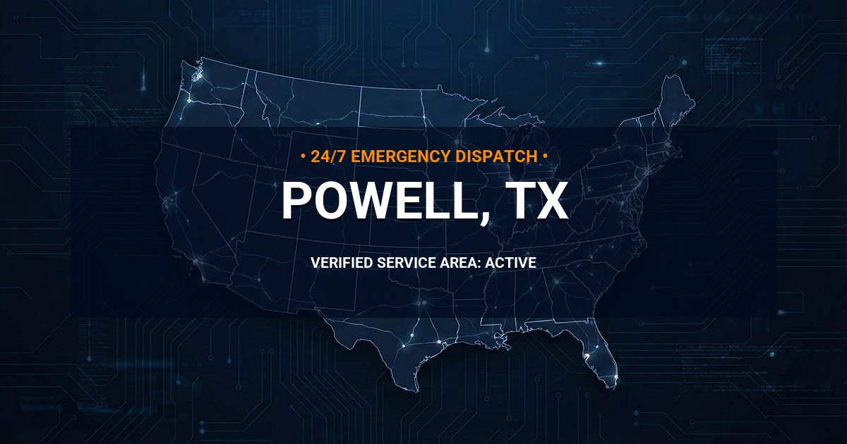 Emergency Plumbing Dispatch Map for Plumbing Services: Powell, TX
