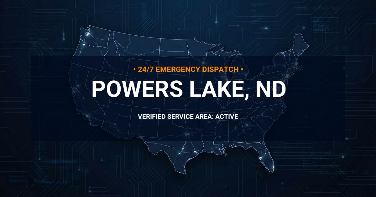 Emergency Plumbing Dispatch Map for Plumbing Services: Powers Lake, ND