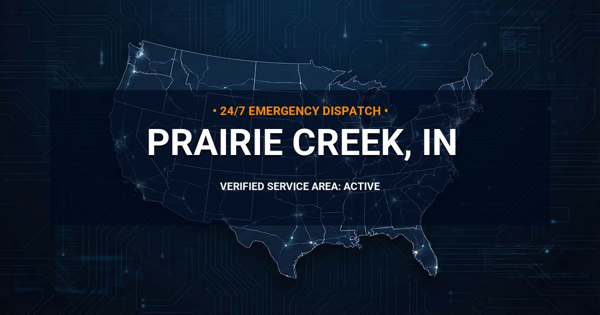 Emergency Plumbing Dispatch Map for Plumbing Services: Prairie Creek, IN