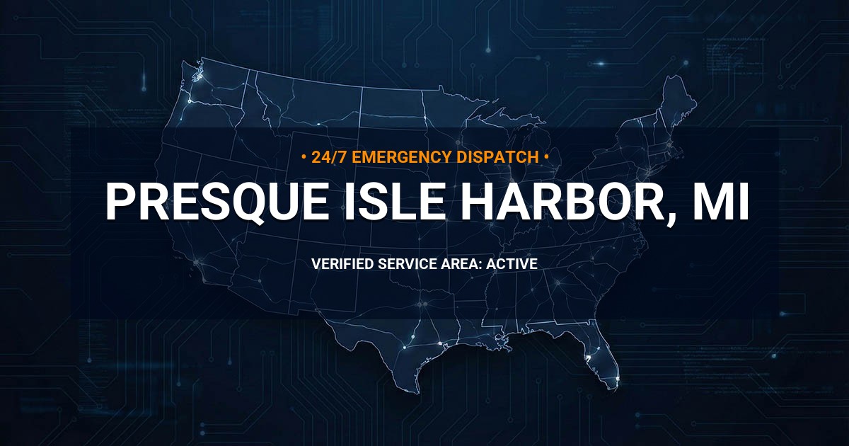 Emergency Plumbing Dispatch Map for Plumbing Services: Presque Isle Harbor, MI