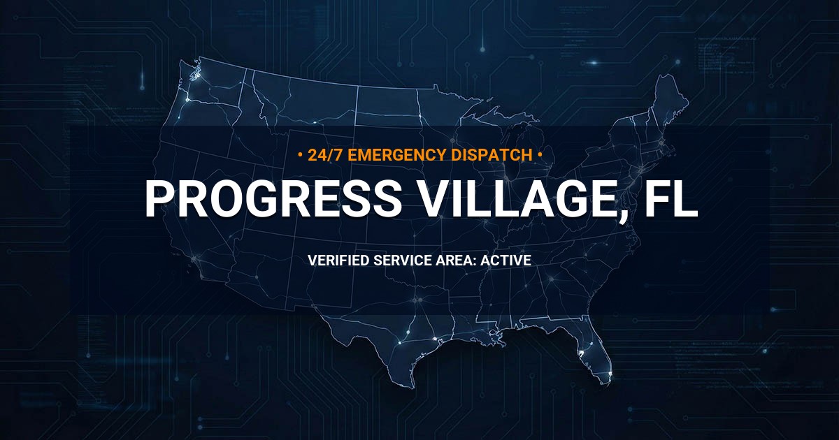 Emergency Plumbing Dispatch Map for Plumbing Services: Progress Village, FL