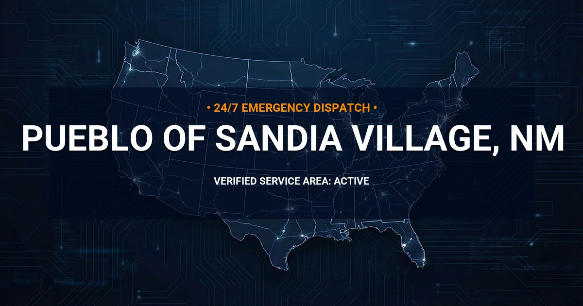 Emergency Plumbing Dispatch Map for Plumbing Services: Pueblo of Sandia Village, NM