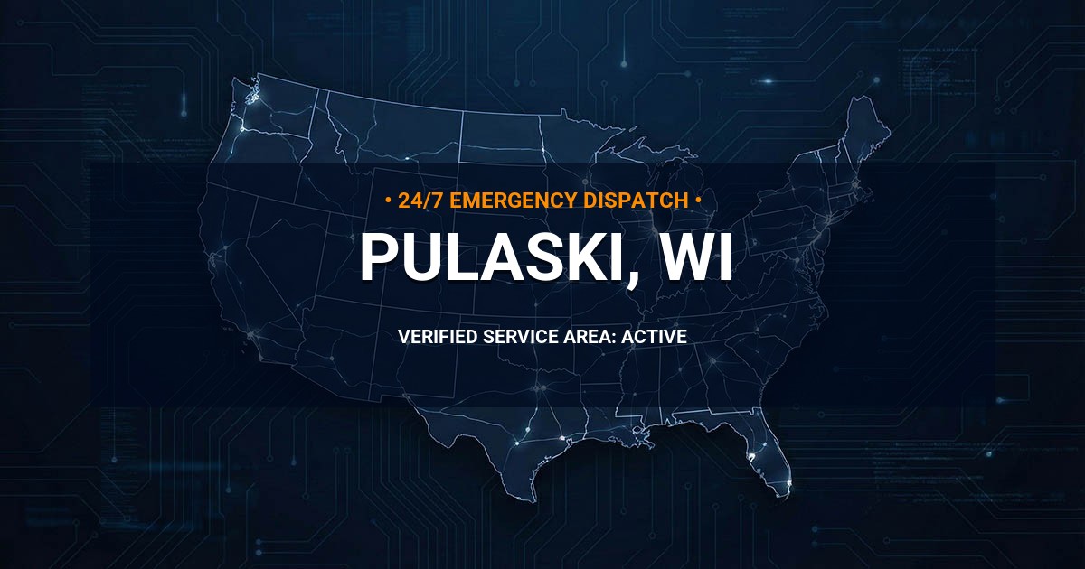 Emergency Plumbing Dispatch Map for Plumbing Services: Pulaski, WI