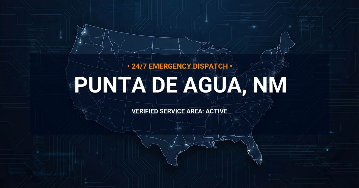 Emergency Plumbing Dispatch Map for Plumbing Services: Punta de Agua, NM