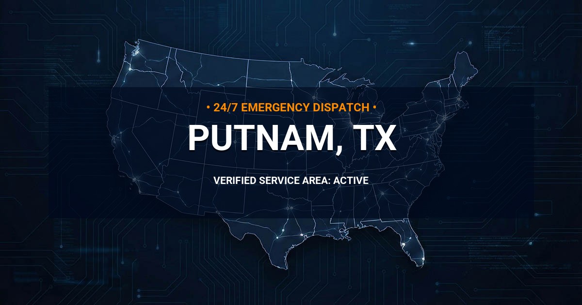 Emergency Plumbing Dispatch Map for Plumbing Services: Putnam, TX