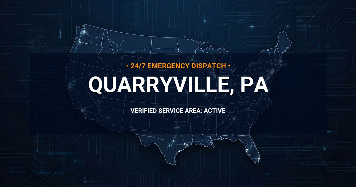 Emergency Plumbing Dispatch Map for Plumbing Services: Quarryville, PA