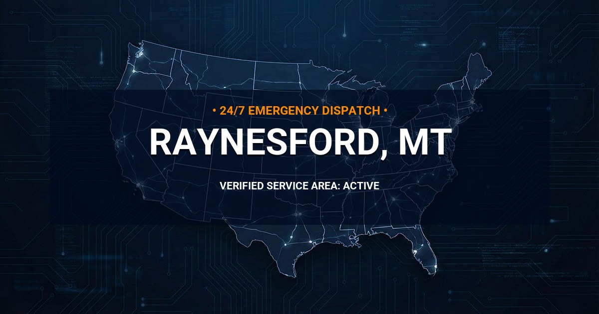 Emergency Plumbing Dispatch Map for Plumbing Services: Raynesford, MT