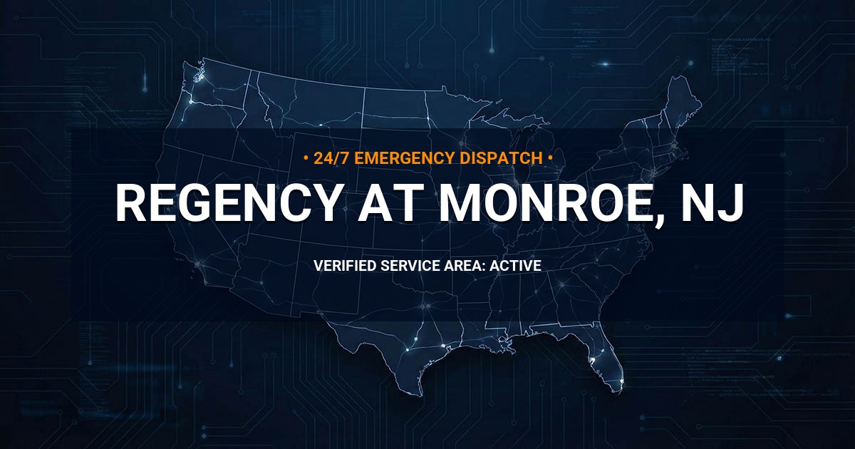 Emergency Plumbing Dispatch Map for Plumbing Services: Regency at Monroe, NJ