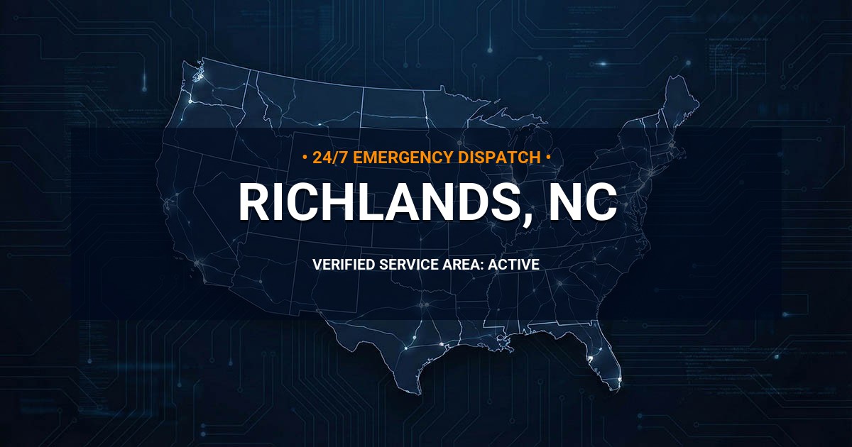 Emergency Plumbing Dispatch Map for Plumbing Services: Richlands, NC