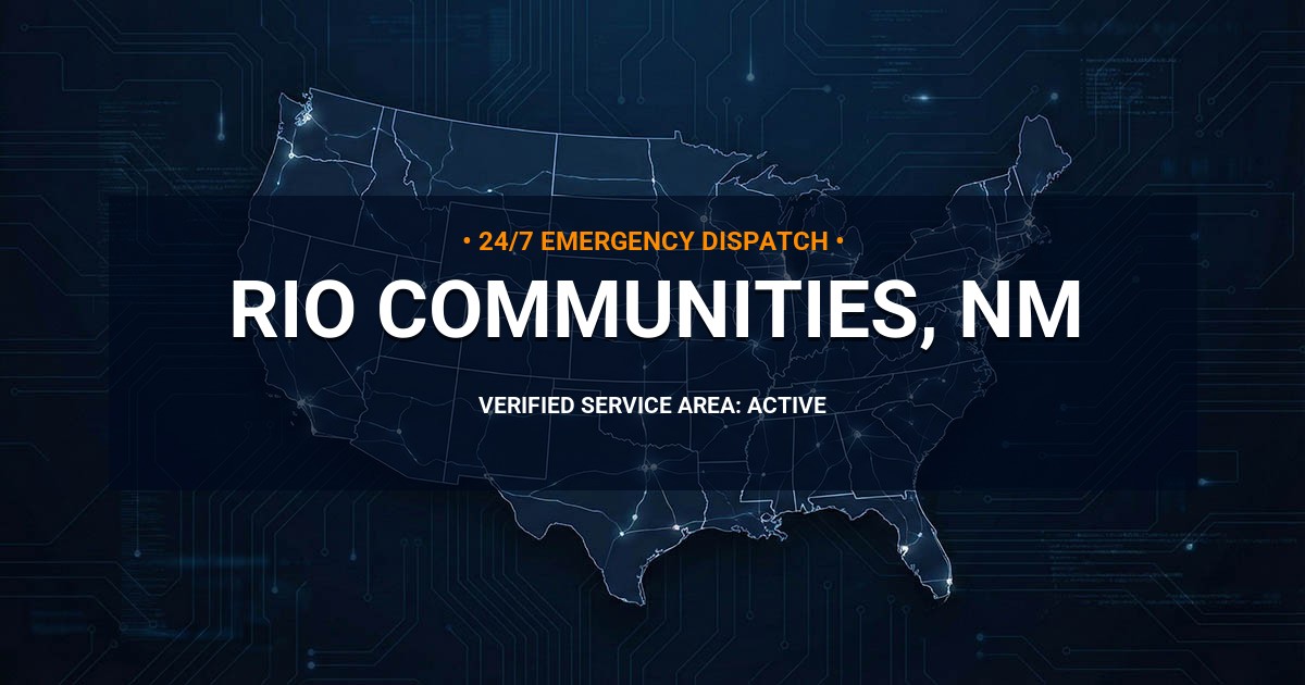 Emergency Plumbing Dispatch Map for Plumbing Services: Rio Communities, NM