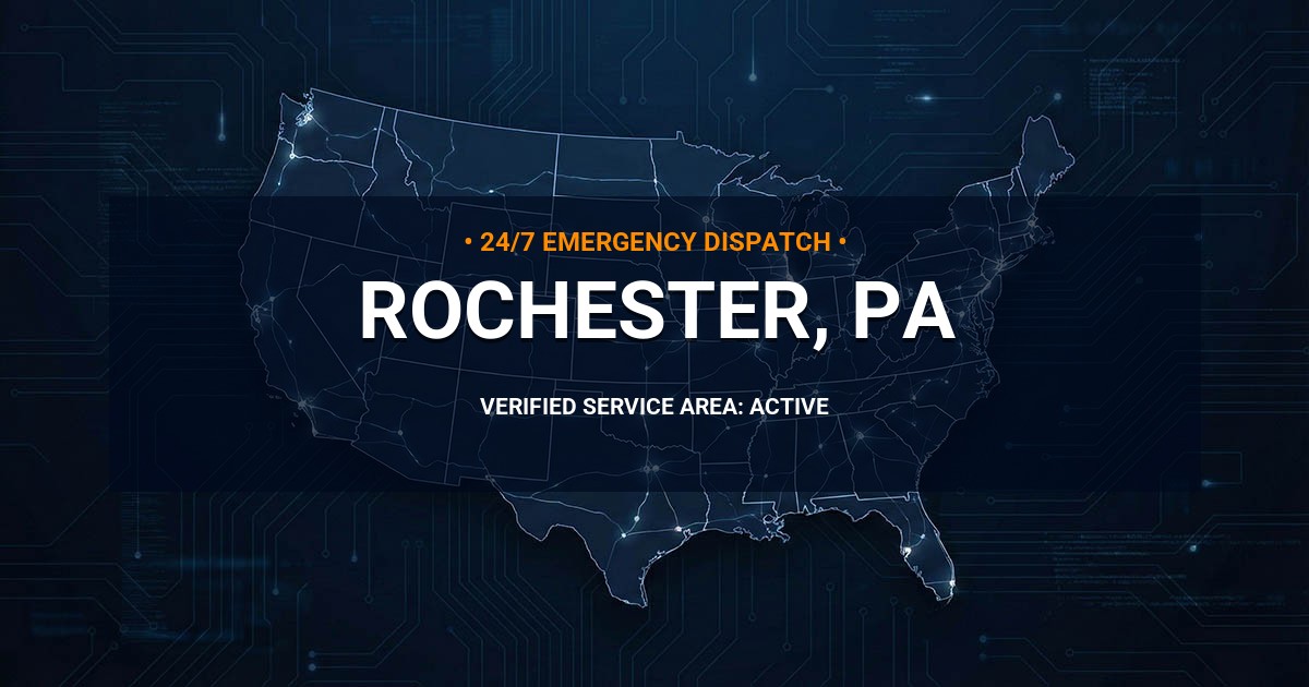 Emergency Plumbing Dispatch Map for Plumbing Services: Rochester, PA