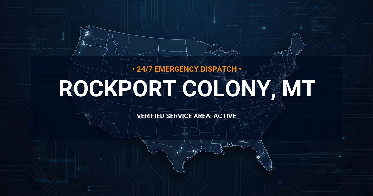 Emergency Plumbing Dispatch Map for Plumbing Services: Rockport Colony, MT