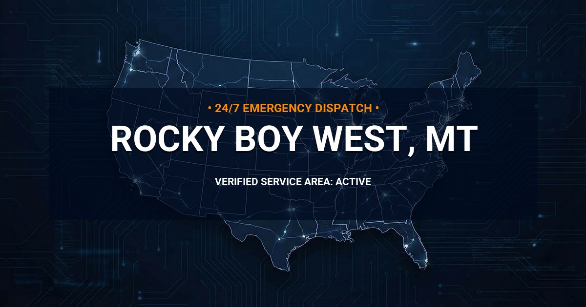 Emergency Plumbing Dispatch Map for Plumbing Services: Rocky Boy West, MT